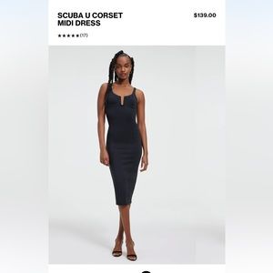 Good American Scuba U Corset Midi Dress BLACK size XL (4 in Good A)